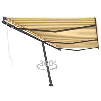 Luifel vrijstaand automatisch 600x300 cm geel en wit
