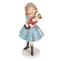 Clayre & Eef Decoratie Beeld Kind 12 cm Blauw Polyresin Kerstfiguren