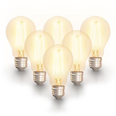 Set van 6 Smart filament lampen - A60 bolvorm - E27 - 7 Watt 806 lumen - CCT White Ambience - Wifi & Bluetooth - Bestuurbaar via app - Google Home, Amazon Alexa en Siri - LED Gloeilamp