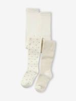 Set van 2 paar iriserende panty's voor meisjes ecru