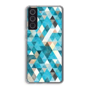 Gekleurde driehoekjes blauw: Samsung Galaxy S21 FE Transparant Hoesje