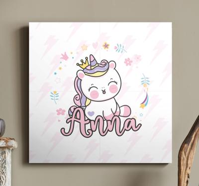 Gepersonaliseerde canvas schilderij Mooie baby eenhoorn