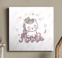 Gepersonaliseerde canvas schilderij Mooie baby eenhoorn