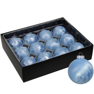 Luxe kerstballen - 12x stuks - 6 cm - blauw - glas - ice finish - kerstversiering