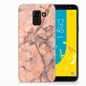 Samsung Galaxy J6 2018 TPU Siliconen Hoesje Marmer Oranje