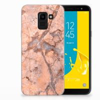 Samsung Galaxy J6 2018 TPU Siliconen Hoesje Marmer Oranje - thumbnail