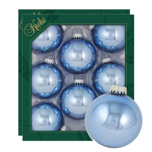 Kerstballen - 16x stuks - lichtblauw - glas - 7 cm - glans