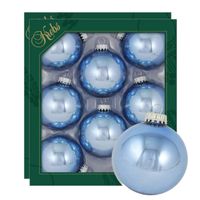 Kerstballen - 16x stuks - lichtblauw - glas - 7 cm - glans