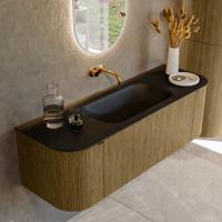 Badmeubel Mondiaz Kurve | 140 cm cm | Meubelkleur Dusk | Wastafelkleur Urban | Solid surface | Wasbak midden spoelbak | Zonder kraangat(en)
