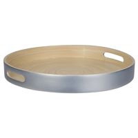 Kaarsenbord/kaarsenplateau zilver bamboe rond D40 cm   -