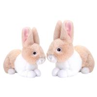 Pluche konijnen familie - beige - moeder en kind - 25 / 18 cm - zittend - eco collectie