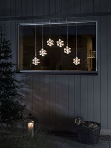 Lichtgordijn voor buiten - 6 sneeuwvlokken - 48 LEDs - Warm wit - Dimbaar - 0.9 meter - Kerstverlichting