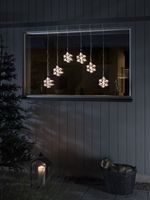 Lichtgordijn voor buiten - 6 sneeuwvlokken - 48 LEDs - Warm wit - Dimbaar - 0.9 meter - Kerstverlichting - thumbnail