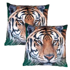 Ravensden Sierkussen - Set van 4x stuks - tijger print - 40 x 40 cm - met rits - polyester - jungle