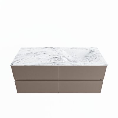MONDIAZ VICA-DLUX 120cm badmeubel onderkast Smoke 4 lades. Inbouw wastafel CLOUD rechts 1 kraangat, kleur Glace.