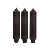 Hortus - Palermo kaarsen set 3 stuks dia. 3.5 x H 17 cm zwart