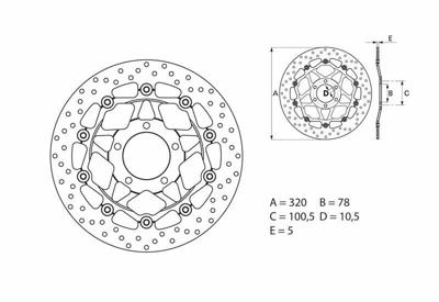 BREMBO Serie Oro remschijf, remschijven voor de moto, zwevend 78B40873