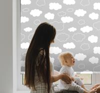 Wolken rolgordijnen Grijze achtergrond met witte cartoon