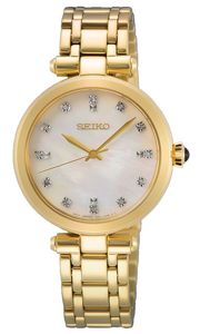 Seiko SRZ536P1 dameshorloge goudkleurig met diamant 30 mm