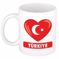 Hartjes vlag Turkije koffiemok - drink beker - white - 300 ml - supporters