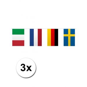 3x Vlaggetjeslijn Europa 10 meter   -