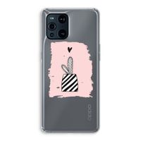 Zwart-wit cactus: Oppo Find X3 Transparant Hoesje