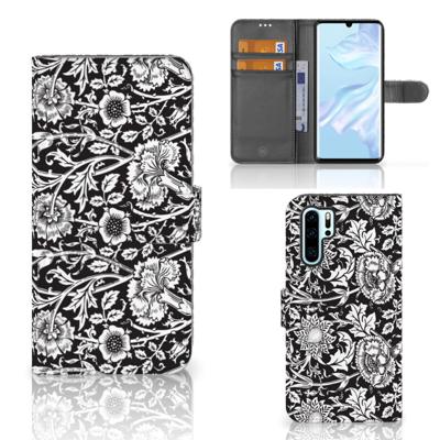 Huawei P30 Pro Hoesje Black Flowers Huawei P30 Pro Hoesje Black Flowers