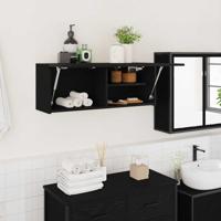 Badkamerwandkast 80x25x30 cm bewerkt hout zwart