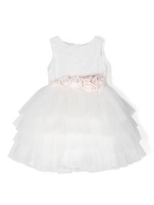 Mimilù robe à appliques de fleurs - Blanc