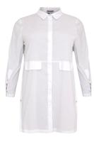 Yoek Blouse met splitten STRETCH KATOEN | Wit | Maat 50/52