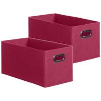 Opbergmand/kastmand - Set van 4x stuks - framboos roze - linnen - 7 liter - 31 x 15 x 15 cm - Opberg