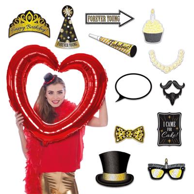 Foto prop set met frame - Verkleed accessoires - thema feest - 13-delig - photo booth spullen