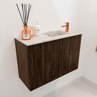 Toiletmeubel Mondiaz Joya Dlux | 60 cm | Meubelkleur Walnut | Faye wastafel Nata Wasbak Rechts | 1 kraangat