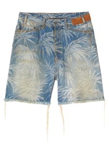 Palm Angels short en jean à effet usé - Bleu