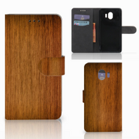Samsung Galaxy J4 2018 Book Style Case Donker Hout - thumbnail