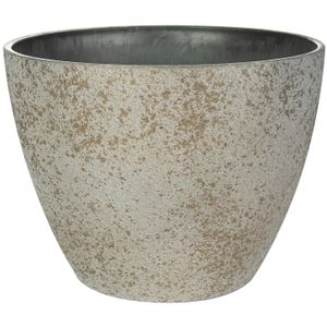 Ter Steege Bloempot/plantenpot - buiten - beige/goud - D43/H33 cm - kunststof/steenmix   -