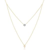 Elenza Goudkleurige Dubbele Ketting met Hamsa Hand en Zirkonia Steen