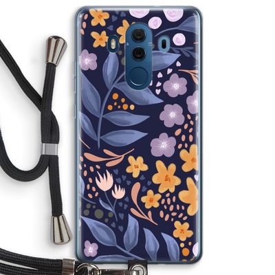 Flowers with blue leaves: Huawei Mate 10 Pro Transparant Hoesje met koord