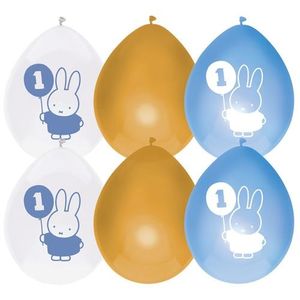 Ballonnen Verjaardag 1 Jaar Nijntje Blauw/Goud (6st)