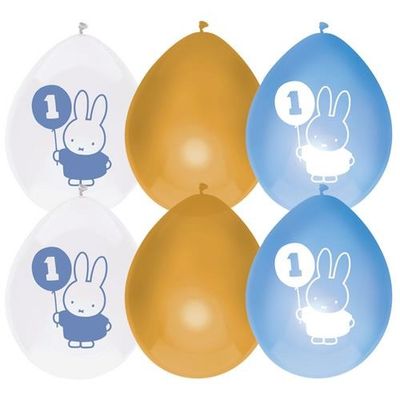 Ballonnen Verjaardag 1 Jaar Nijntje Blauw/Goud (6st)