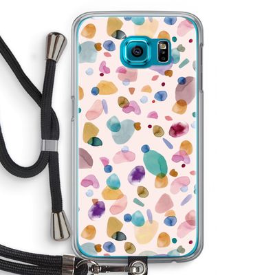 Terrazzo Memphis Pink: Samsung Galaxy S6 Transparant Hoesje met koord