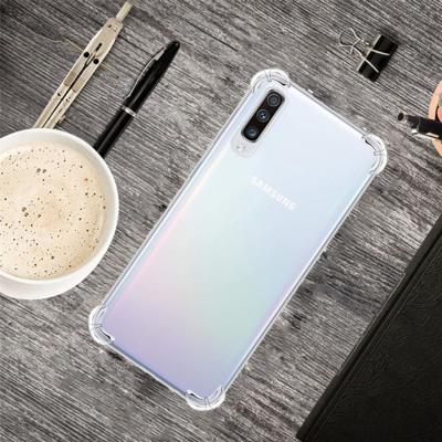 Voor Galaxy A70 vierhoek anti-drop ultradunne transparante TPU telefoon geval (transparant)
