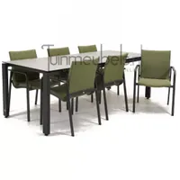 Tuinstoel Anzio dining Forest green met GOA HPL 220 cm licht grijs