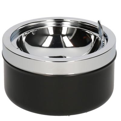 HI Klep terras asbak - zwart - metaal - 11 cm HI Klep terras asbak - zwart - metaal - 11 cm