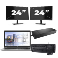 HP ZBook 15u G5 - Intel Core i7-8e Generatie - 15 inch - 16GB RAM - 256GB SSD - Windows 11 + 2x 24 inch Monitor