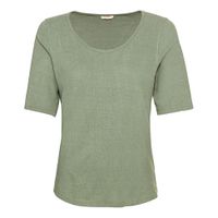 Shirt met korte mouwen van bourette zijdenjersey, steengroen Maat: 34