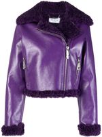 Philipp Plein veste en cuir à bordure en peau lainée - Violet - thumbnail