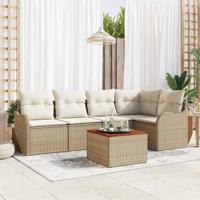 Tuinbankenset met opslag 6 pcs Beige en Crème poly rattan
