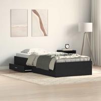 Bedframe met lades Zwart eiken 90 x 190 cm Bewerkt hout