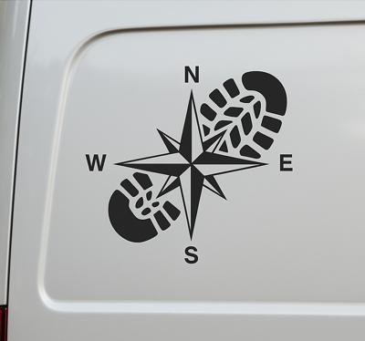 Kompasroos schoen caravan sticker